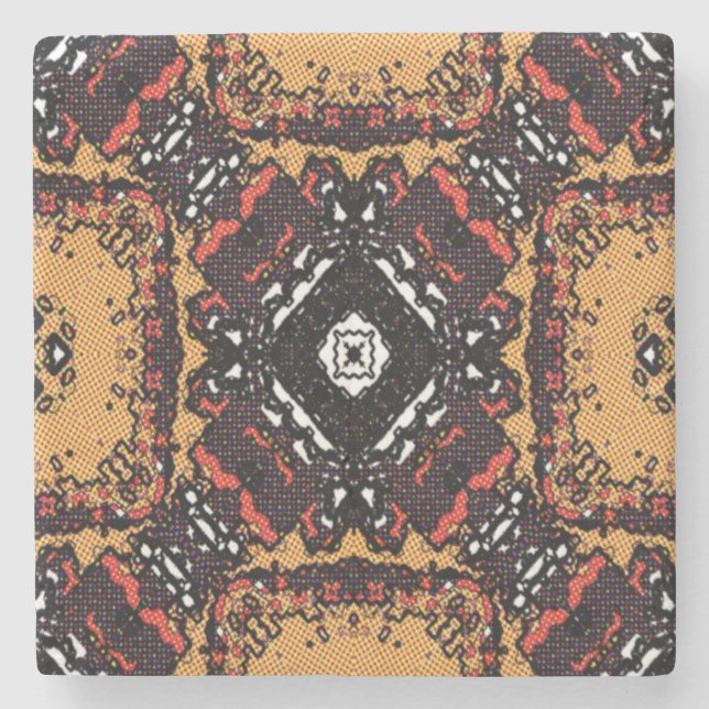 Earth Tone Golden  Old World Mönster Stenunderlägg (Framsidan)