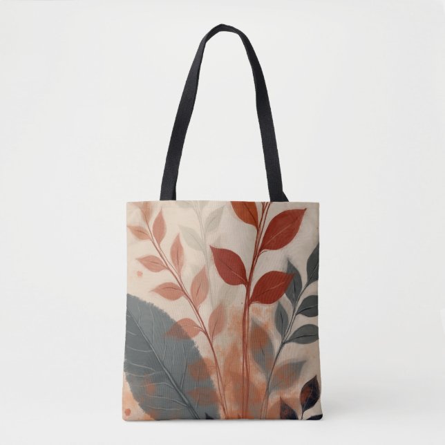 Earth Tone Leaves, Minimal Nature Art Aesthetic Tygkasse (Framsida)