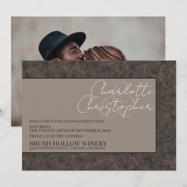 Earth Tone Löv Förlovningsfest Inbjudningar (Fram/baksida)