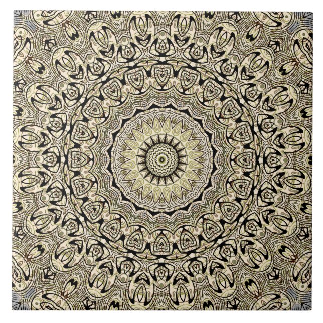 Earth Tone Mandala Intricate Geometric Mönster Kakelplatta (Framsidan)