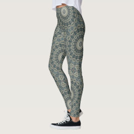 Earth Tone Mandala med Tribal Geometric Mönster Leggings
