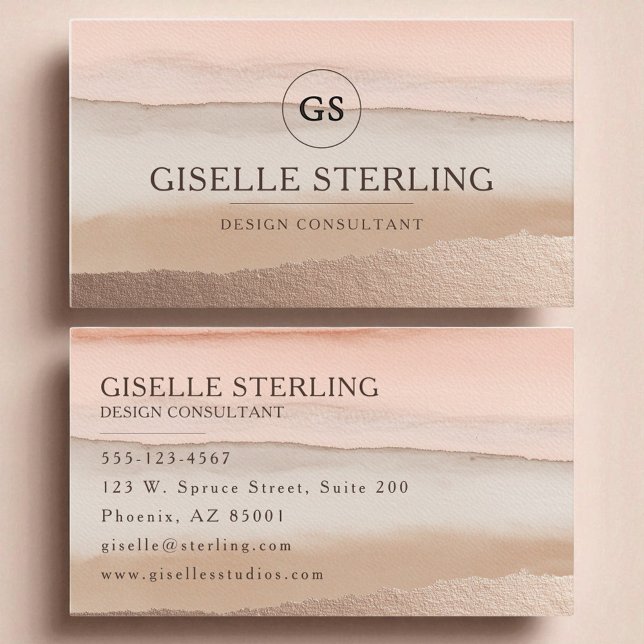 Earth Tone Monogram Boho Terracotta Watercolor Visitkort (Skapare uppladdad)