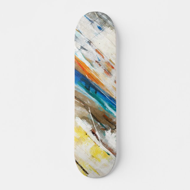 Earth Tone Rainbow Brushstroke Abstract Skateboard (Framsida)