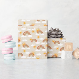 Earth Tone Rainbow och Golden Sol med moln Presentpapper