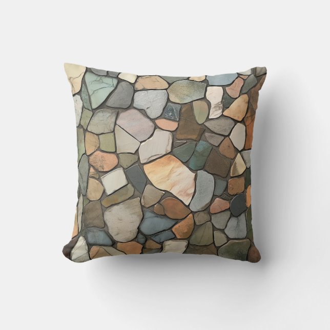 Earth Tone Stone Mosaic Pillow Kudde (Framsida)