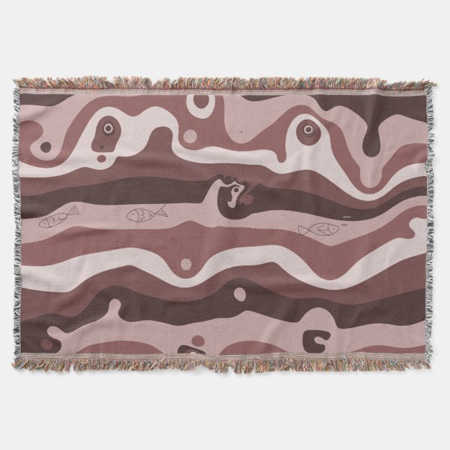 Earth-Tone Tribal Abstract Throw Blanket Filt (Framsidan)