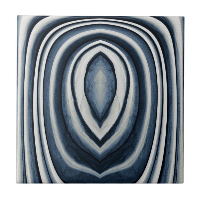 Earth Toned Blue Abstrakt Mönster Kakelplatta (Framsidan)