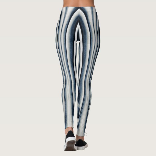Earth Toned Blue Abstrakt Mönster Leggings (Baksida)