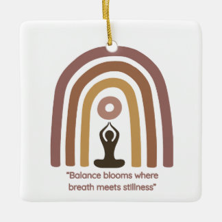 Earth-Toned Mindfulness Rainbow Yoga Design Julgransprydnad Keramik