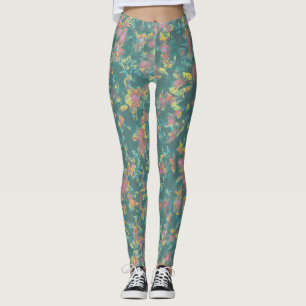 Earth Toned Multi-Färg Blommönster Leggings