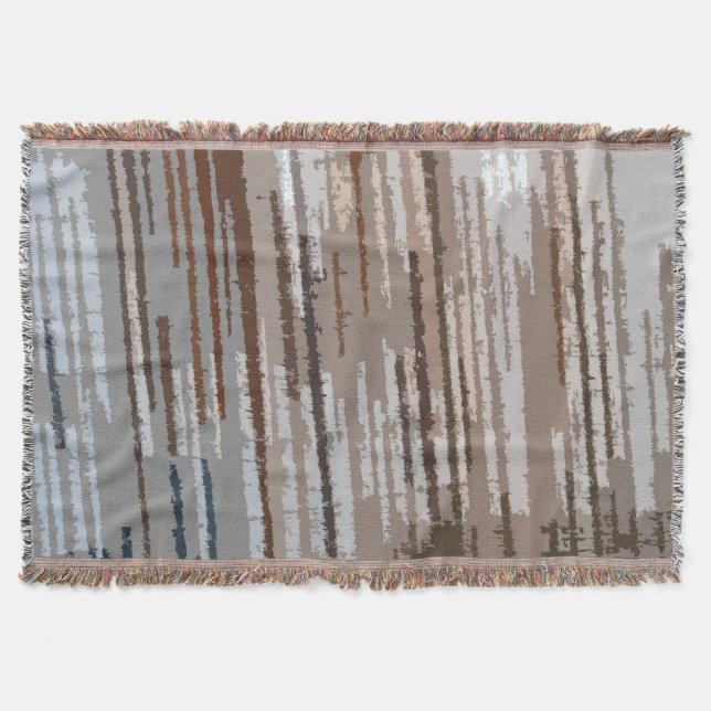 Earth Toned Multicolor Rand Mönster Filt (Framsidan)