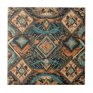 Earth Tones Abstrakt Geometric Mönster Kakelplatta