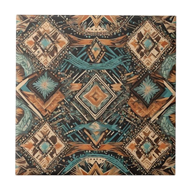 Earth Tones Abstrakt Geometric Mönster Kakelplatta (Framsidan)