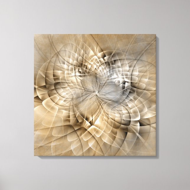 Earth Tones Abstrakt Modern Fractal Art Struktur Canvastryck (Framsida)