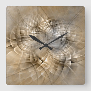 Earth Tones Abstrakt Modern Fractal Art Struktur Fyrkantig Klocka