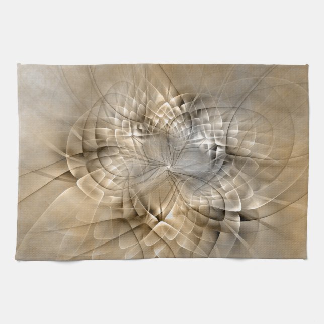 Earth Tones Abstrakt Modern Fractal Art Struktur Kökshandduk (Horisontell)