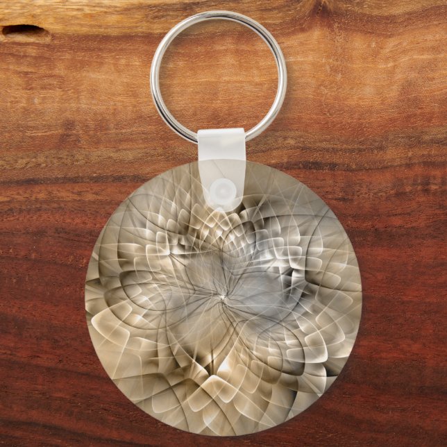 Earth Tones Abstrakt Modern Fractal Art Struktur Nyckelring (Framsida)