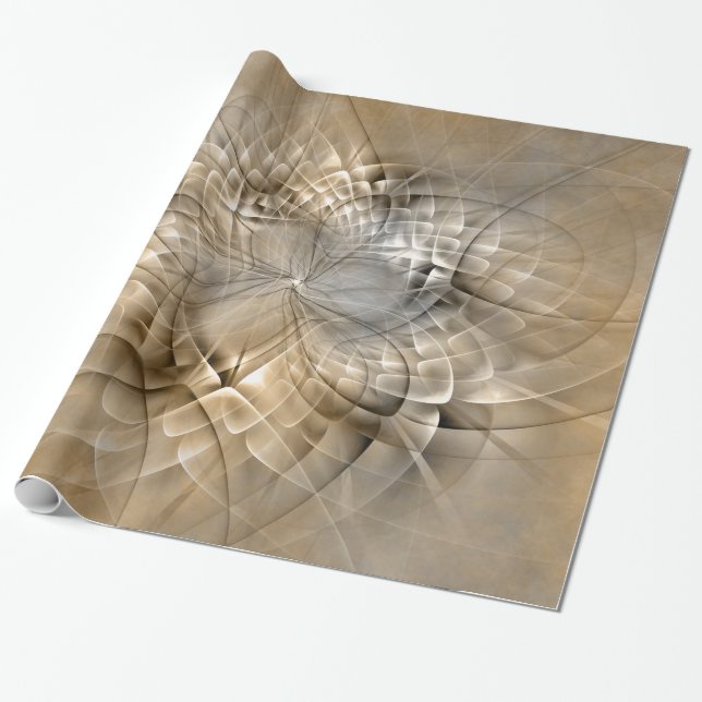 Earth Tones Abstrakt Modern Fractal Art Struktur Presentpapper (Utrullad)
