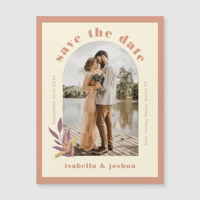 Earth Tones Arch Modern Photo Save Date (Framsida)