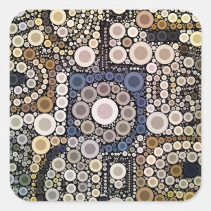 Earth Tones Concentric Circles Mosaic Mönster Fyrkantigt Klistermärke