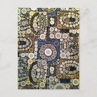 Earth Tones Concentric Circles Mosaic Mönster Vykort