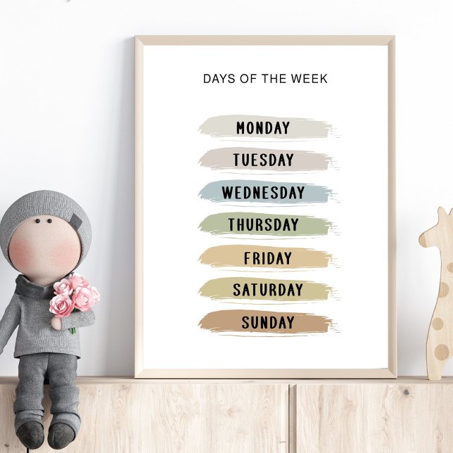 Earth Tones Days of the Week Chart Poster (Skapare uppladdad)