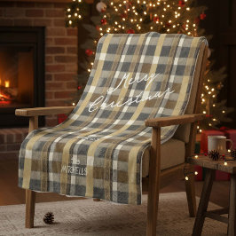 Earth Tones Guld jul Mönster#7 ID1009 Fleecefilt