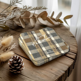 Earth Tones Guld jul Mönster#7 ID1009 Underlägg Papper Kvadrat