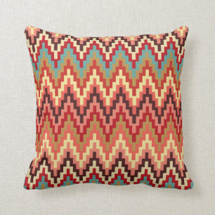 Earth Tones Ikat Chevron Zig Zag Rand Mönster Kudde