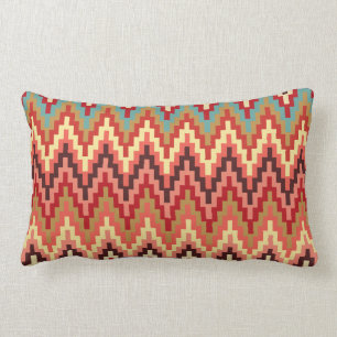 Earth Tones Ikat Chevron Zig Zag Rand Mönster Lumbarkudde