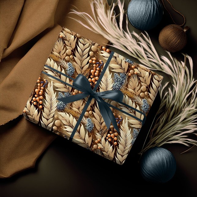 Earth Tones Jul Glad Mönster#21 ID1009 Presentpapper (Skapare uppladdad)