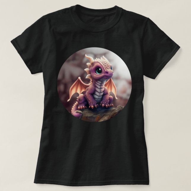 Earth Tones Lycklig Baby Dragon T-Shirt (Design framsida)