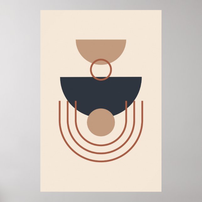 Earth Tones Modern Geometric Art Poster (Framsidan)