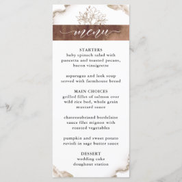 Earth Tones Watercolor, Elegant Blommigt Bröllop Meny