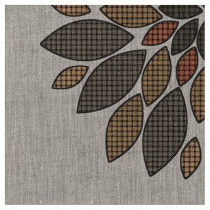 Earth Tones Woven Blommigt Se Linen Fabric Tyg