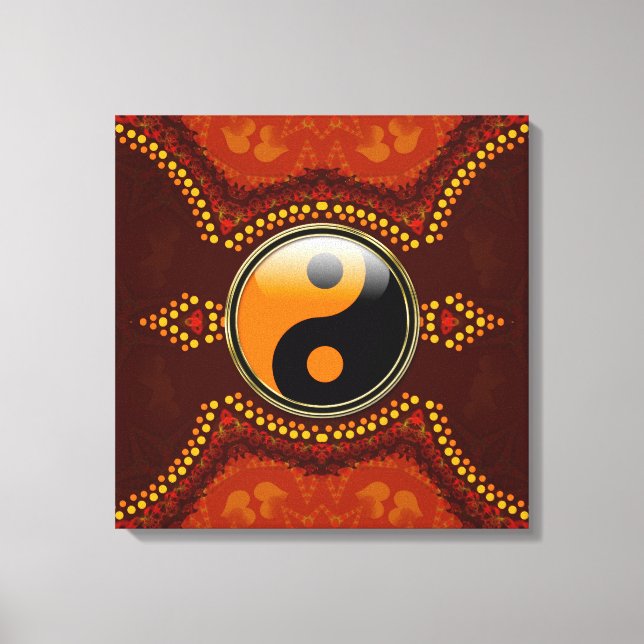 Earth Tribal New Age Yin Yang Wrapped Canvas (Framsida)
