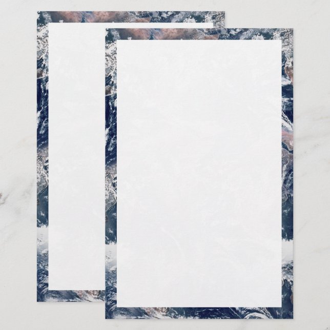 Earth Trim Gräns och Background Template Brevpapper (Fram/baksida)