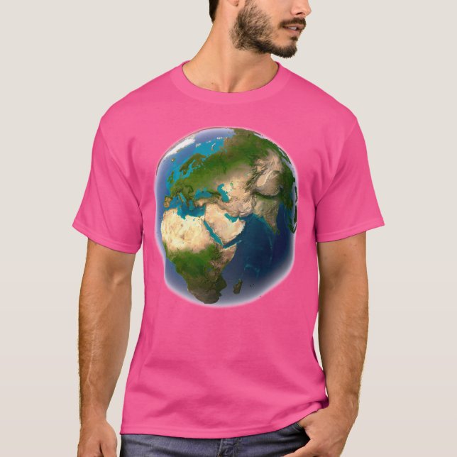 Earth World Globe Karta Planet T Shirt (Framsida)