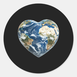 Earth World Heart - Lycklig Earth Day - Spara Pla Runt Klistermärke