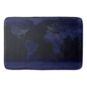 Earth World Map City Ljus vid Nattsatelliten Badrumsmatta