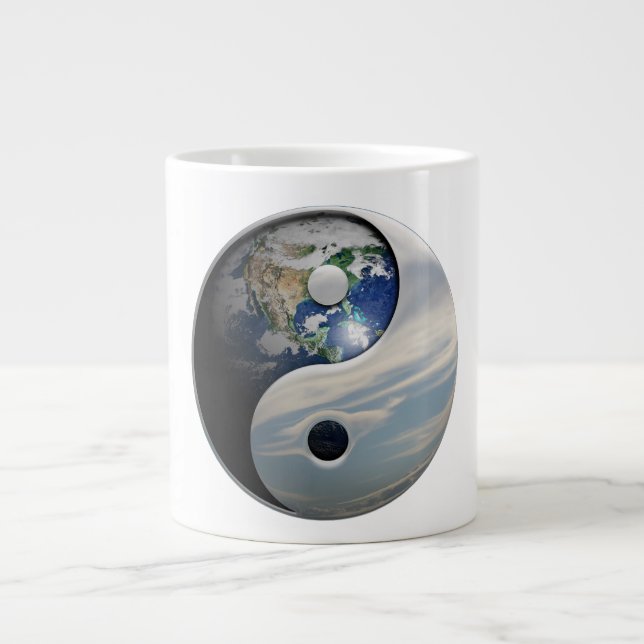 Earth Yin och Yang Symbol Jumbo Mugg (Framsidan)