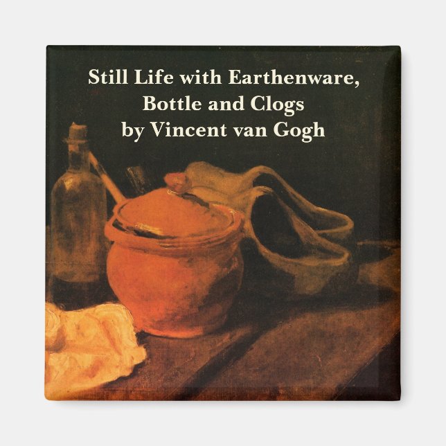 Earthenware, Flaska och Clogs av Vincent van Gogh Magnet (Framsidan)