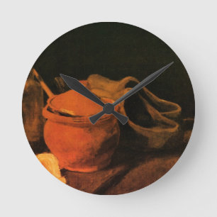 Earthenware, Flaska och Clogs av Vincent van Gogh Rund Klocka