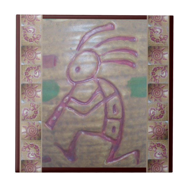 Earthenware Kokopelli Kakelplatta (Framsidan)