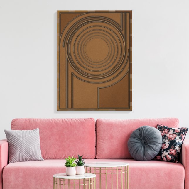 Earthly Vortex: Modern 3D Minimalist Boho Art Canvastryck (Insitu (Vardagsrum))