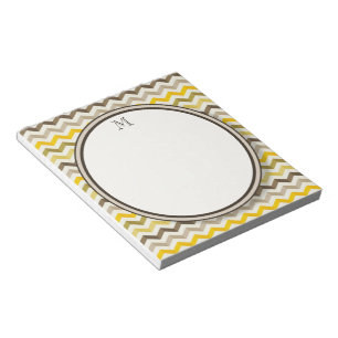 Earthtone Chevron Rand med Round Monogram Anteckningsblock