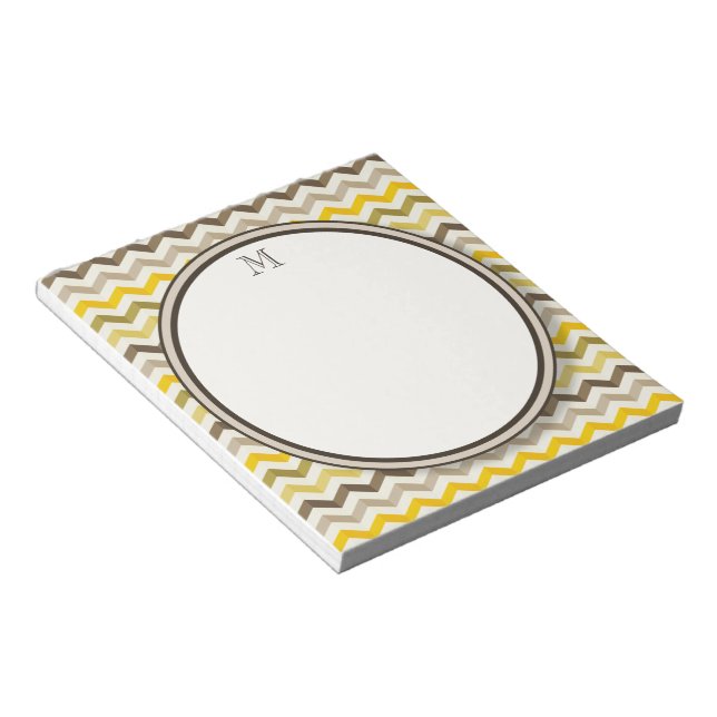 Earthtone Chevron Rand med Round Monogram Anteckningsblock (Vinklad)