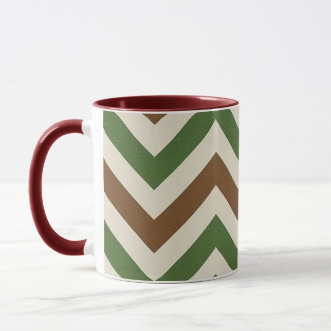 Earthtone Chevron Zig Zag Mönster Design Mugg (Vänster)