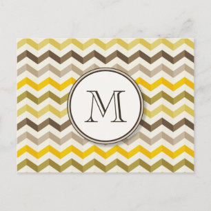 Earthtone Guld Chevron Rand med Round Monogram Vykort