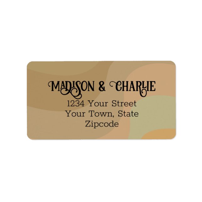 Earthtone Retro Rand Roligt Bröllop Adress Adressetikett (Framsidan)